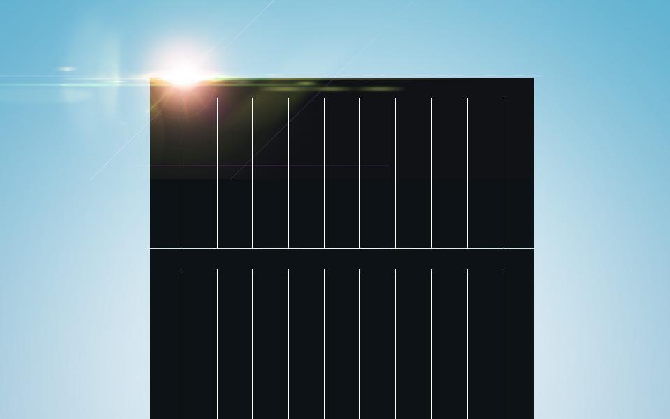 Solar module with sun reflecting on corner